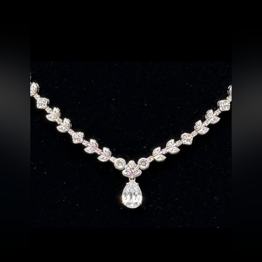 Eliot Danori Rivière Style-C Z'sTennis Necklace w/ a Pear Drop